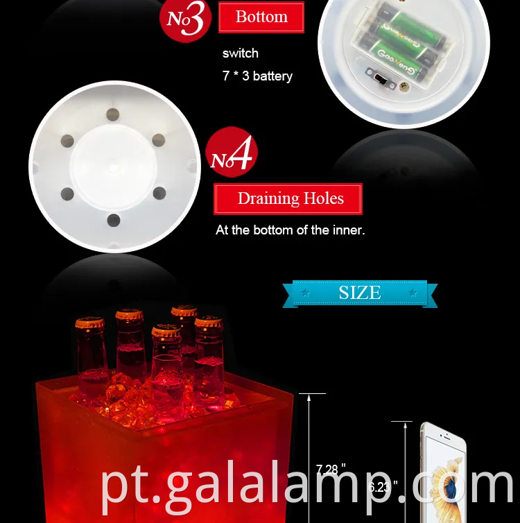 Balde de gelo LED de 3.5L elegante para cerveja e vinho